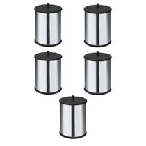 Kit 5 Lixeiras em Inox 3,2 Litros com Tampa Simples e Fundo Preto Linha Home Cor Preto - Martinazzo Kit 5 Lixeiras em Inox 3,2 Litros com Tampa Simples e Fundo Preto Linha Home Cor Preto - Martinazzo