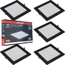 Kit 5 Luminária de Gesso Painel Quadrado de Embutir Potência 18W Luz Branco Frio 6500k Bivolt Avant