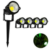 Kit 5 Luminária Espeto Jardim Com Lâmpada Led 7w Luz Verde - RY