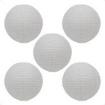 Kit 5 Luminária Japonesa Decoração Oriental Pendente Teto Festa Casamento Papel 60 cm Branca