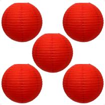 Kit 5 Luminária Japonesa Oriental Papel 50 cm Vermelha