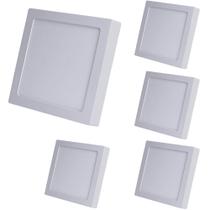 Kit 5 Luminária Led Sobrepor Quadrada 18W Branco Quente 3000K Bivolt - Iluminação Aconchegante e Alta Eficiência