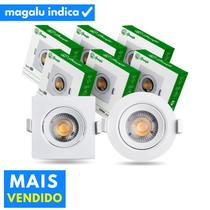 Kit 5 Luminária Led Spot 7W Redondo Quadrado Embutido Branco Frio Quente 3000k 6500k Bivolt