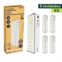 Kit 5 Luminária Luz de Emergência Barra 30 LED's 1w Bivolt Recarregável Avant Kit 5 Luminária Luz de Emergência Barra 30 LED's 1w Bivolt Recarregável Avant