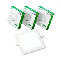 Kit 5 Luminária Painel Plafon Led 25W Quadrado Redondo Alumínio Embutido Branco Frio Neutro Quente