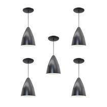 Kit 5 Luminária Pendente Bala Nova Com Interior Branco Brilho Com Fiação 110/220v