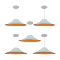 Kit 5 Luminária Pendente Chapéu Chinês Com Interior Laranja Com Fiação 110/220v Kit 5 Luminária Pendente Chapéu Chinês Com Interior Laranja Com Fiação 110/220v