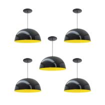 Kit 5 Luminária Pendente Meia Lua 24cm Interior Amarelo Com Fiação 110/220v Kit 5 Luminária Pendente Meia Lua 24cm Interior Amarelo Com Fiação 110/220v