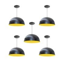 Kit 5 Luminária Pendente Meia Lua 24cm Interior Amarelo Com Fiação 110/220v Kit 5 Luminária Pendente Meia Lua 24cm Interior Amarelo Com Fiação 110/220v