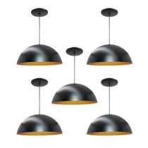 Kit 5 Luminária Pendente Meia Lua 50cm Interior Cobre Com Fiação 110/220v