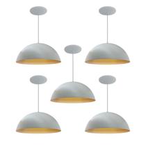 Kit 5 Luminária Pendente Meia Lua 50cm Interior Cobre Com Fiação 110/220v Kit 5 Luminária Pendente Meia Lua 50cm Interior Cobre Com Fiação 110/220v
