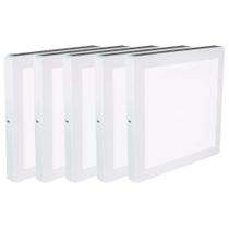 Kit 5 Luminária Plafon Led Quadrado Sobrepor 24W 6500K Noll