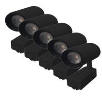 Kit 5 Luminária Preta Trilho Spot Led 7W 3500K Branco Quente Kit 5 Luminária Preta Trilho Spot Led 7W 3500K Branco Quente