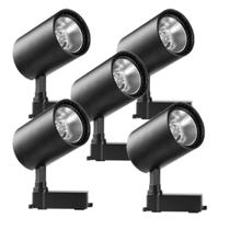 Kit 5 Luminária Preto Trilho Spot Led 24W 3500K Branco Quente