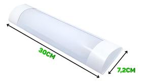 Kit 5 Luminaria Sobrepor LED 9W 6500K Slim 30cm Embu Led Tubular Branco Frio Bivolt
