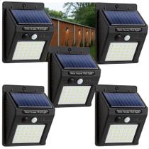 Kit 5 Luminaria Solar Luz Led Com Sensor Presença Automático