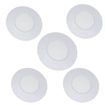 Kit 5 Luminárias de Teto Redondo Embutir 3W LED Quente 3000K