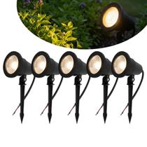 Kit 5 Luminárias espeto de jardim branco quente 7W bivolt