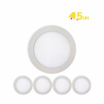 Kit 5 Luminárias Led Slim Redonda Sobrepor 18w 6.000k Biv