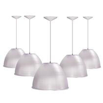Kit 5 Luminárias Pendente Prismática Para Galpão Pavilhão Industrial Prismatico 12 Polegadas 30cm Cabo 1,1M Kit 5 Luminárias Pendente Prismática Para Galpão Pavilhão Industrial Prismatico 12 Polegadas 30cm Cabo 1,1M