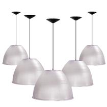 Kit 5 Luminárias Prismática Para Galpão Pavilhão Industrial 12 Pol 30cm Cabo 1,1M Kit 5 Luminárias Prismática Para Galpão Pavilhão Industrial 12 Pol 30cm Cabo 1,1M