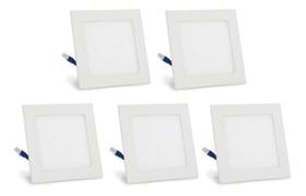 Kit 5 Luminárias Quadrado 24w Branco Frio 4000k/6500k