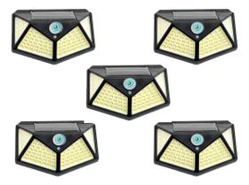 Kit 5 Luminárias Solar 100 Leds Prova Dágua Sensor Presença Kit 5 Luminárias Solar 100 Leds Prova Dágua Sensor Presença