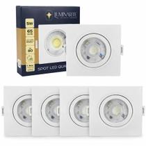 Kit 5 Luminárias Spot Led Quadrado Embutir Direcionável 5w Branco Quente 3000K Luminarte Kit 5 Luminárias Spot Led Quadrado Embutir Direcionável 5w Branco Quente 3000K Luminarte