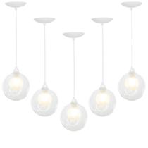 Kit 5 Lustres Pendentes Harmony Bolinha Branco Kit 5 Lustres Pendentes Harmony Bolinha Branco