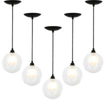 Kit 5 Lustres Pendentes Harmony Bolinha Preto