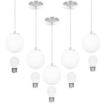 kit 5 Lustres Pendentes Orby Bolinha Escovado + Lampada 3000 kit 5 Lustres Pendentes Orby Bolinha Escovado + Lampada 3000