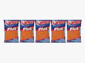 Kit 5 Luva De Borracha Sanro Plus Laranja - M