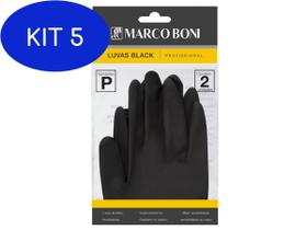 Kit 5 Luva Latex Black P Com 2 Unidades Profissional