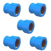 Kit 5 Luva Reducao Soldavel Boca Latao Azul 25mm X 1/2 Tigre