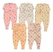 Kit 5 Macacão Bebê Menina F Agulha Estampado Vira Pé Alyaht - Kit 5 Macacão Bebê Menina F Agulha Estampado Vira Pé Alyaht -