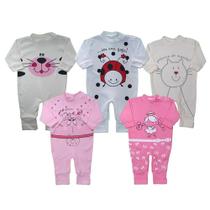 Kit 5 Macacão Bebê Suedine Taylor Estampado Menino e Menina Kit 5 Macacão Bebê Suedine Taylor Estampado Menino e Menina