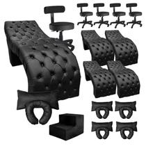Kit 5 Macas Estética com Massagem com 5 Cadeira Mocho e 1 Escada material sintético Preto SOFA STORE
