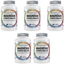 Kit 5 Magnésio Citrato Malato 5x60 cps Flora Nativa Sabor:Sem sabor Kit 5 Magnésio Citrato Malato 5x60 cps Flora Nativa Sabor:Sem sabor