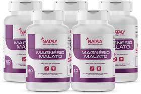 Kit 5 Magnésio Malato Premium 60 Cápsulas de 500mg Nataly