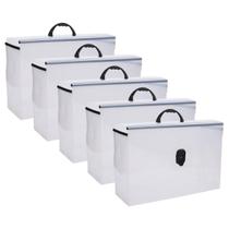 Kit 5 Maleta para pasta suspensa organização Delloplast Cristal com alça Kit 5 Maleta para pasta suspensa organização Delloplast Cristal com alça
