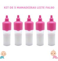 Kit 5 Mamadeira Leite Magico P/ Boneca Bebe Reborn - Com Enxoval - Kaydora Brinquedos