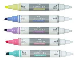 Kit 5 Marca-Texto Ponta Dupla Apagável Lumini EX CIS Colors Kit 5 Marca-Texto Ponta Dupla Apagável Lumini EX CIS Colors