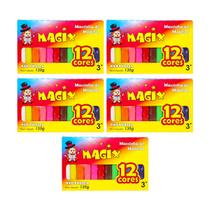 Kit 5 Massinha De Modelar 12 Cores Magix 130g Multicolor