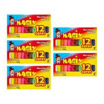 Kit 5 Massinha De Modelar 12 Cores Magix 180g Multicolor
