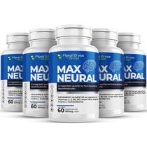 Kit 5 Max Neural Magnésio + Vitaminas 300 Caps Auxilia Memória Floral Ervas