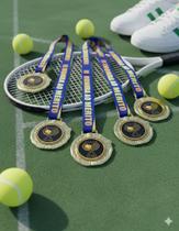 Kit 5 Medalhas Para Jogo De Tênis Campeão 6cm Com Cordão Premium