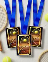 Kit 5 Medalhas Para Tênis Premiação Campeão Com Fita Azul