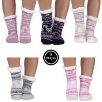 Kit 5 Meia Feminina Térmica Forrada Lã Antiderrapante -c16 MEIA PELÚCIA