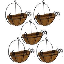 Kit 5 Meio Vaso de Planta de Parede Fibra de Coco 25cm