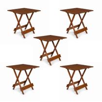 Kit 5 Mesas Dobráveis 70x70cm em MDF Mel Marrom Kit 5 Mesas Dobráveis 70x70cm em MDF Mel Marrom